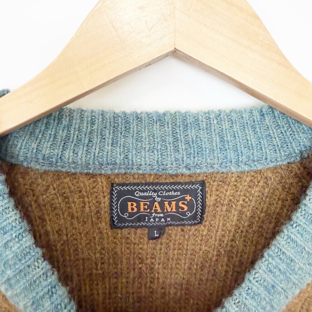 Beams Plus Multi Stripe 5G Wool Crewneck Sweater Sz L - Picture 3 of 5